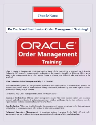 Do You Need Best Fusion Order Management Training