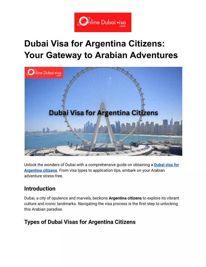 dubai visa for argentina citizens your gateway