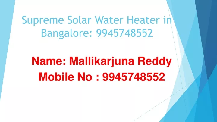 supreme solar water heater in bangalore 9945748552