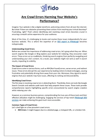 Are Crawl Errors Harming Your Website's Performance?