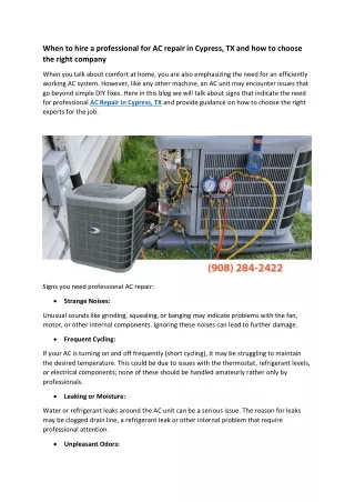 When to hire a professional for AC repair in Cypress, TX and how to choose the right company