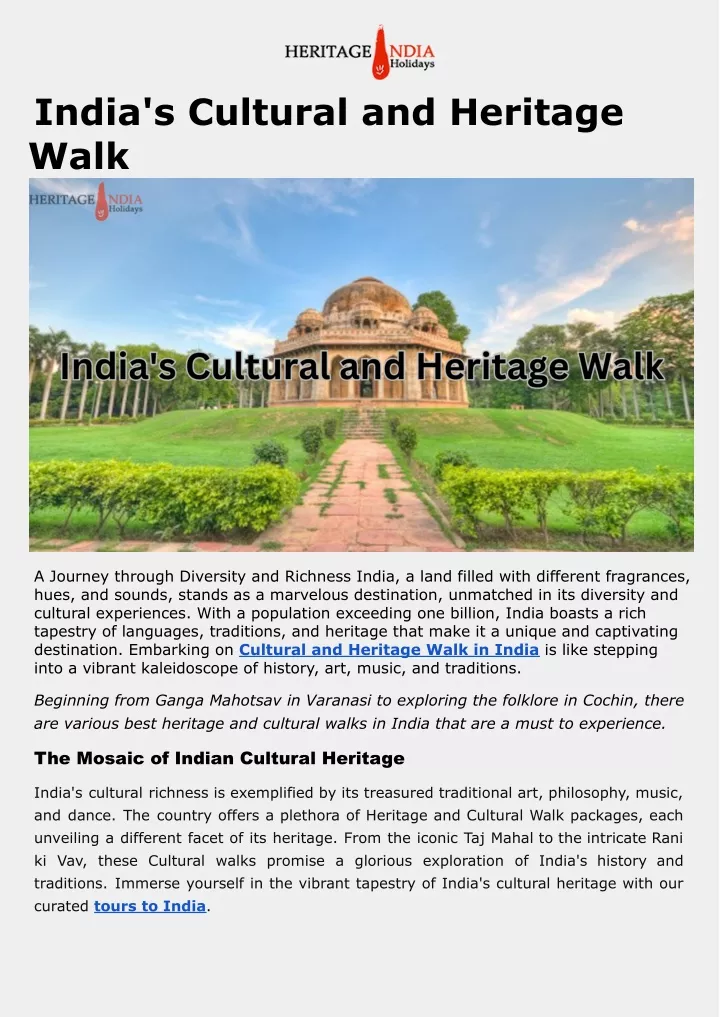 india s cultural and heritage walk