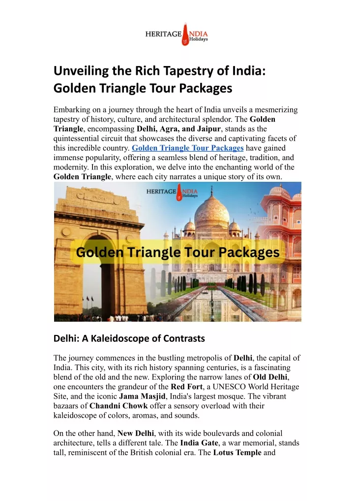 PPT - Golden Triangle Tour Packages PowerPoint Presentation, free 