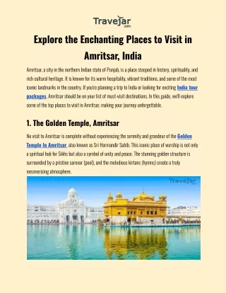 Explore the Enchanting Places to Visit in Amritsar, India