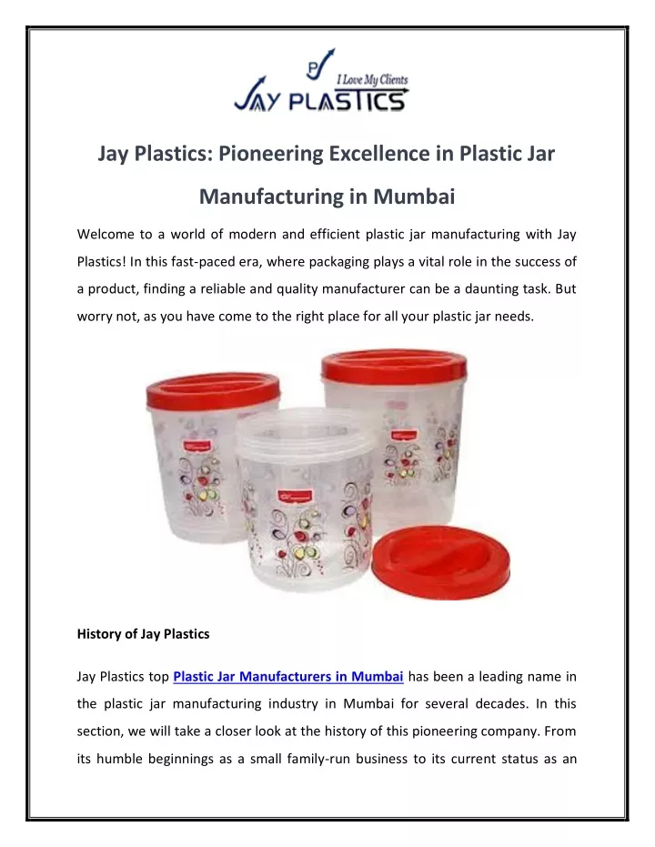 jay plastics pioneering excellence in plastic jar