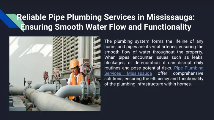 reliable pipe plumbing services in mississauga