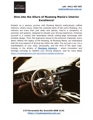 Dive into the Allure of Mustang Mania's Interior Excellence