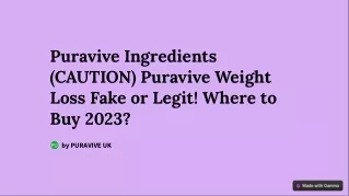 Puravive Ingredients (CAUTION) Puravive Weight Loss Fake or Legit! Where to Buy 2023?