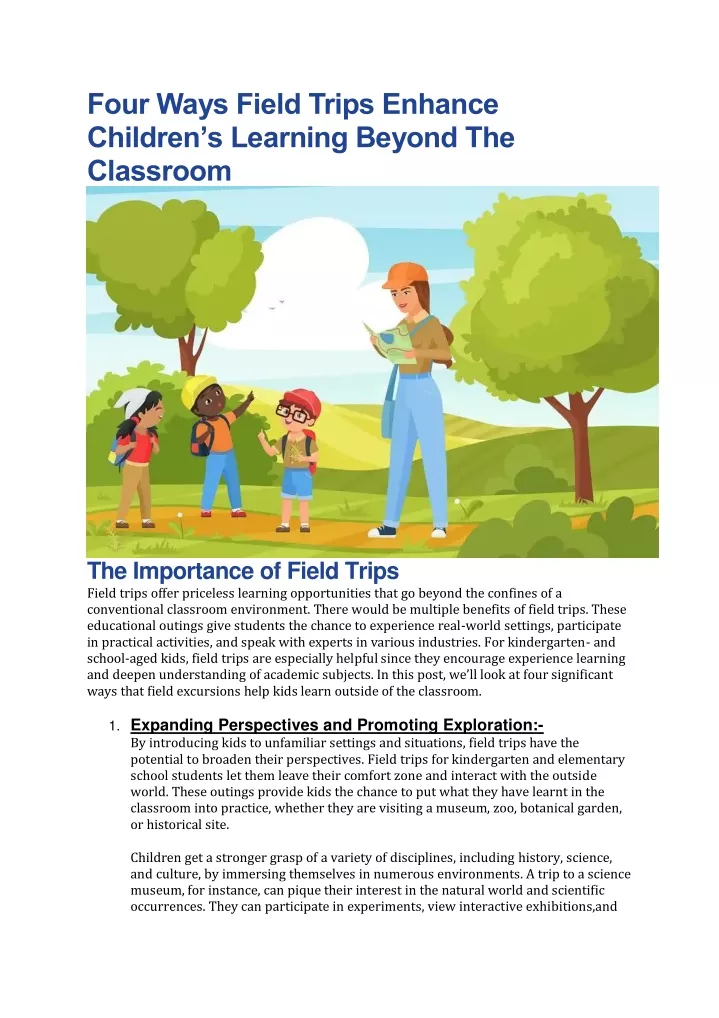 four ways field trips enhance children s learning