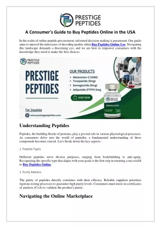 A Consumer's Guide to Buy Peptides Online in the USA
