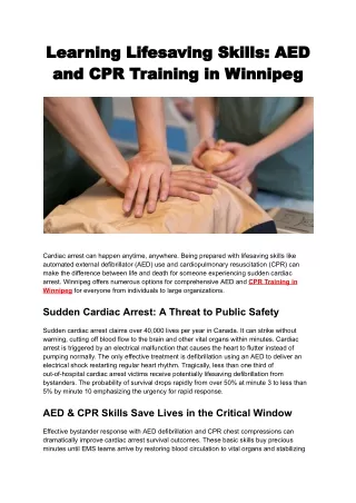 Learning Lifesaving Skills_ AED and CPR Training in Winnipeg