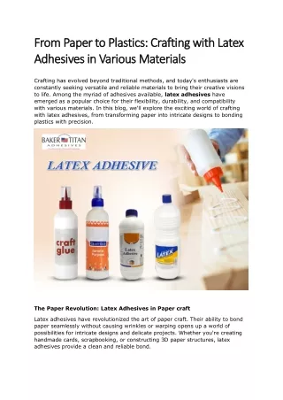 Crafting with Latex Adhesives in Various Materials