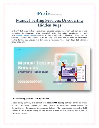 Manual Testing Services Uncovering Hidden Bugs
