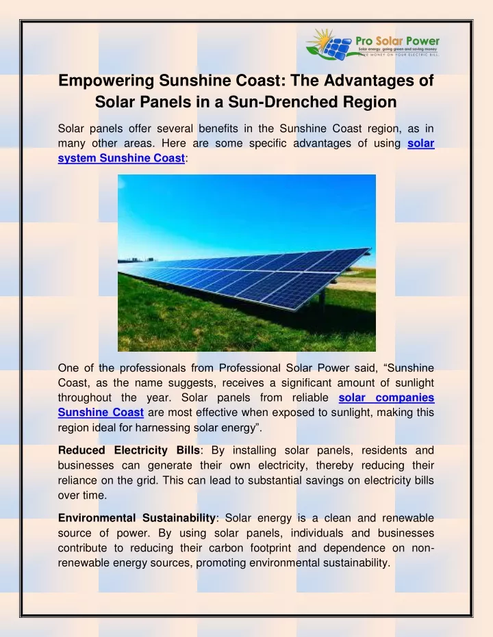 empowering sunshine coast the advantages of solar