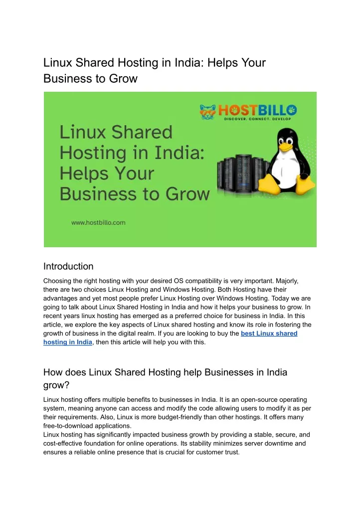 linux shared hosting in india helps your business