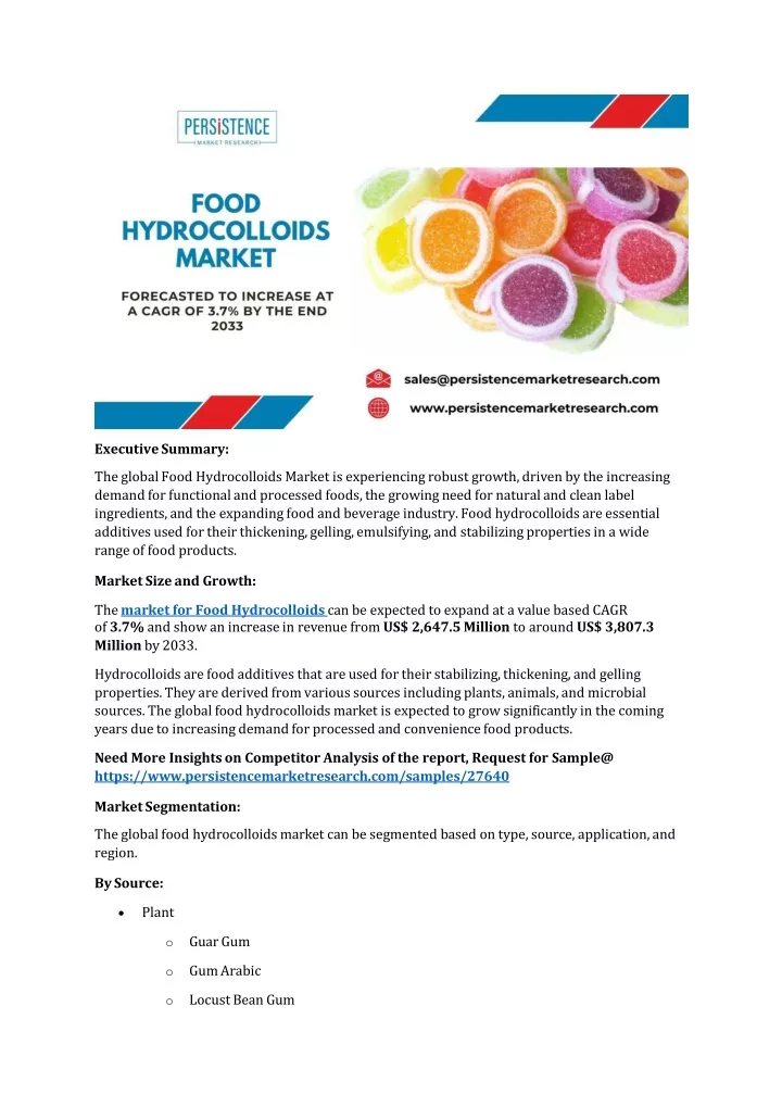 executive summary the global food hydrocolloids