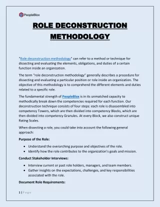 ROLE DECONSTRUCTION METHODOLOGY