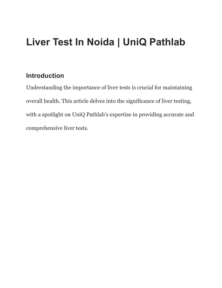 liver test in noida uniq pathlab