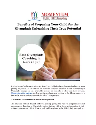 Benefits of Preparing Your Child for the Olympiad_ Unleashing Their True Potential