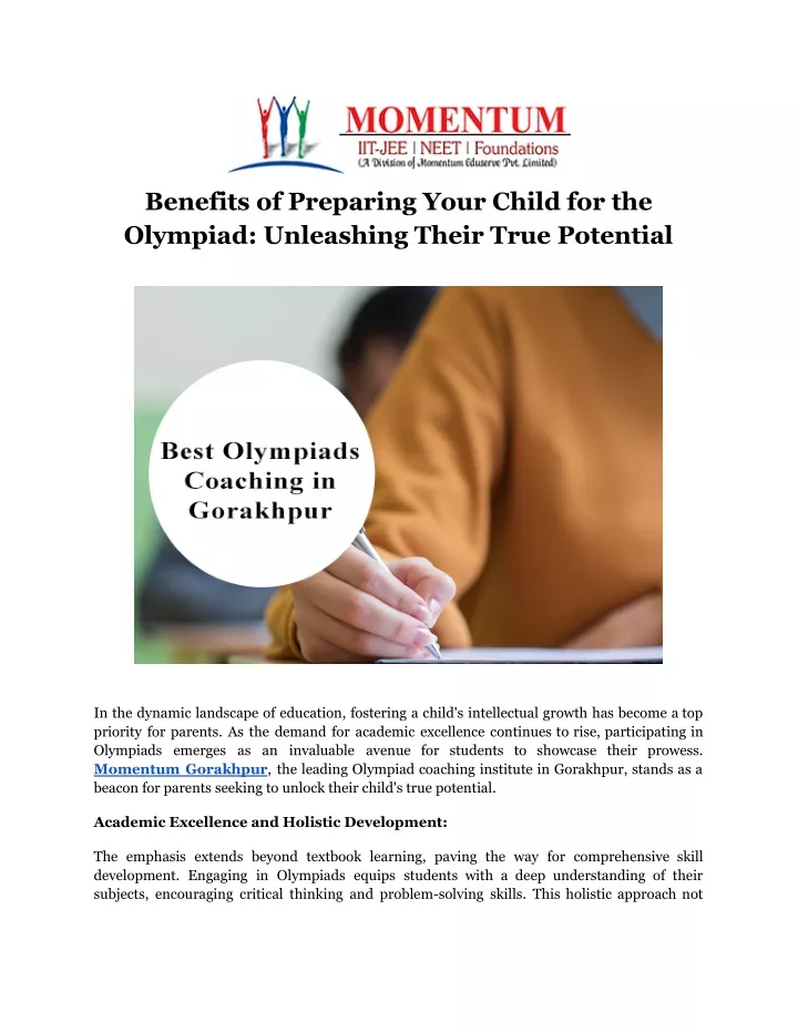 benefits of preparing your child for the olympiad
