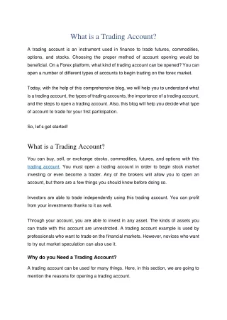 What is a Trading Account - Inveslo