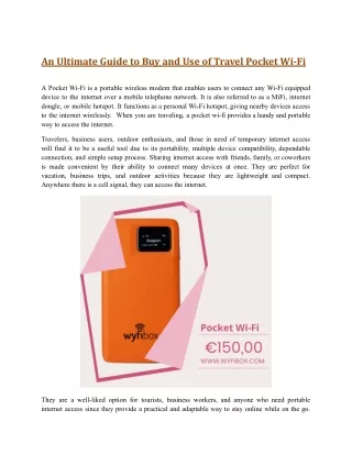 An Ultimate Guide to Buy and Use of Travel Pocket Wi-Fi .docx