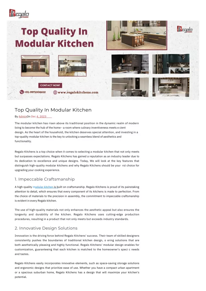 top quality in modular kitchen