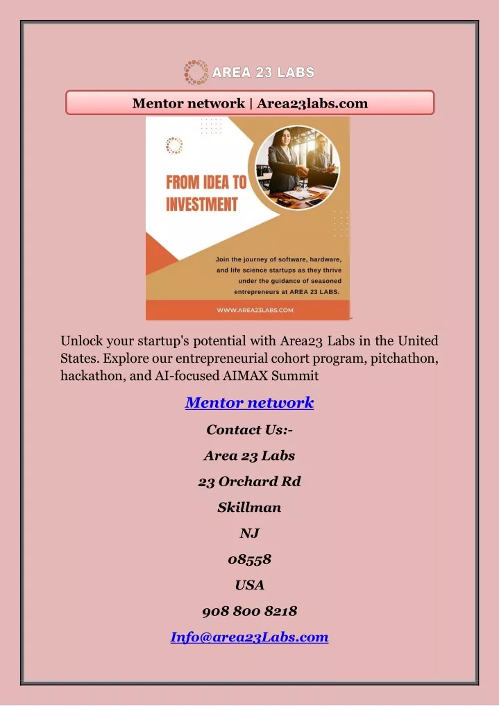 mentor network area23labs com