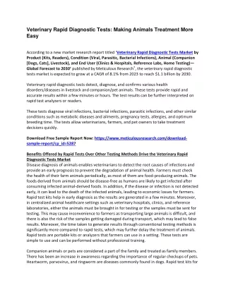 veterinary rapid diagnostic tests making animals