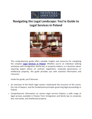 Navigating the Legal Landscape: You’re Guide to Legal Services in Poland