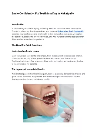 smile confidently fix teeth in a day in kukatpally