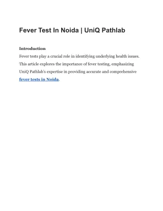 fever test in noida uniq pathlab