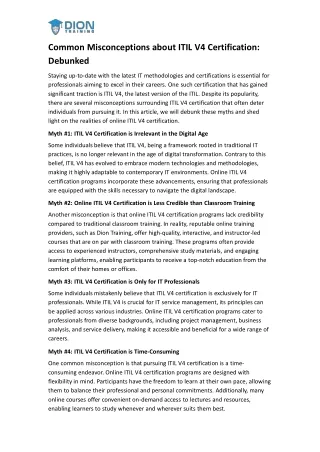 common misconceptions about itil v4 certification