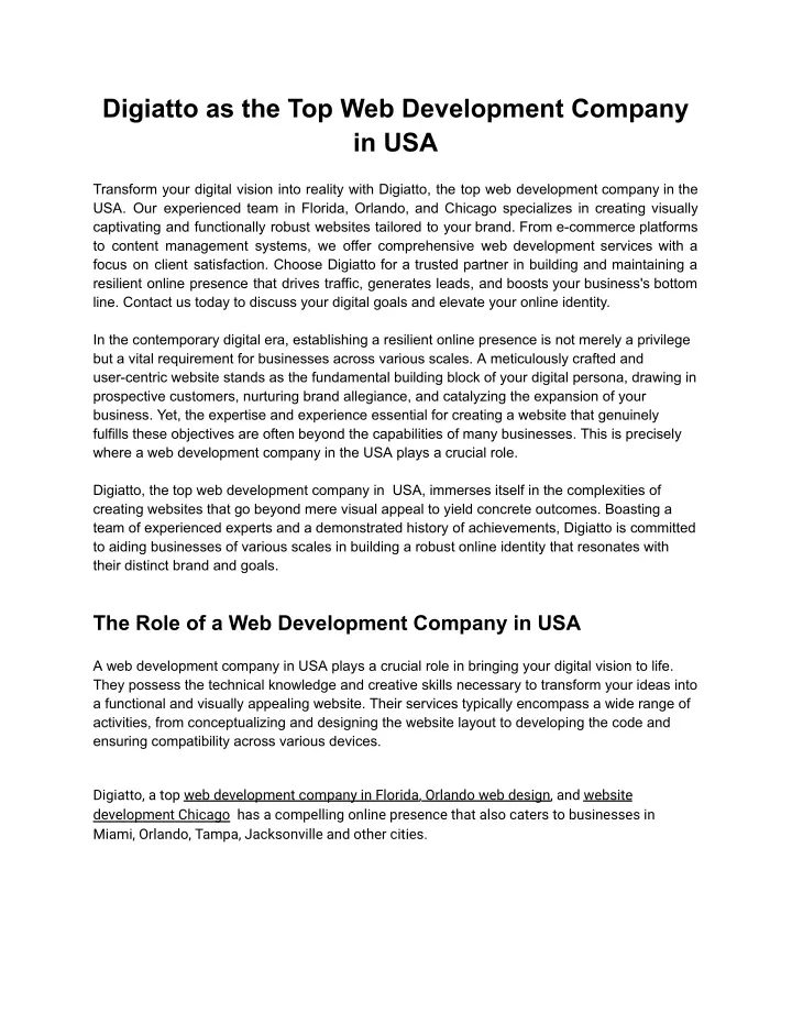 digiatto as the top web development company in usa