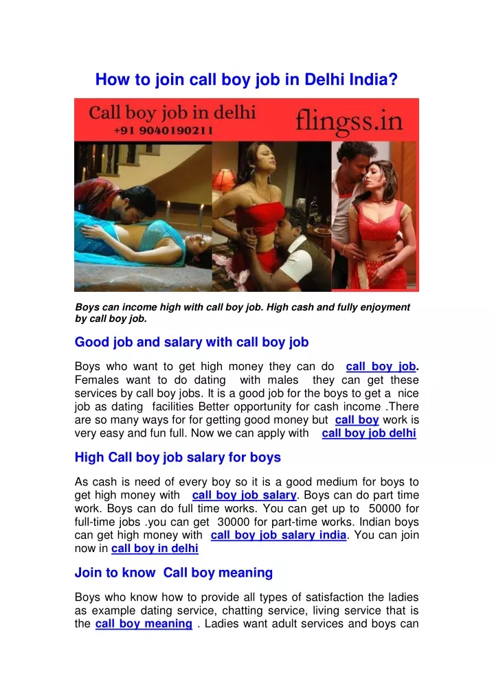 how to join call boy job in delhi india