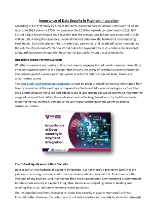 importance of data security in payment integration