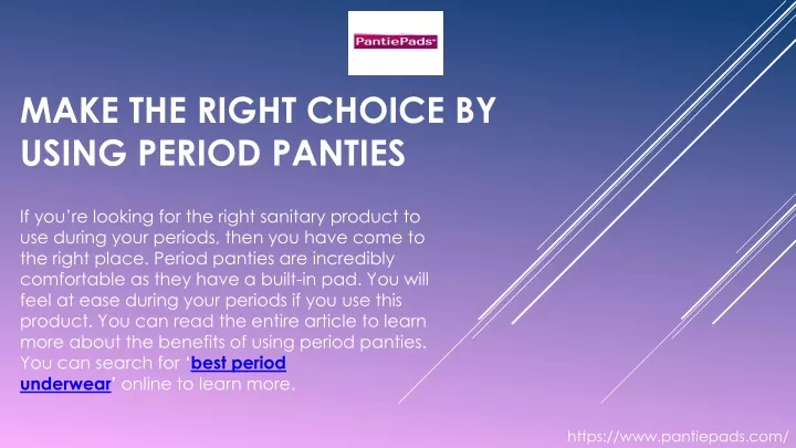 make the right choice by using period panties