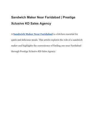 Sandwich Maker Near Faridabad | Prestige Xclusive KD Sales Agency