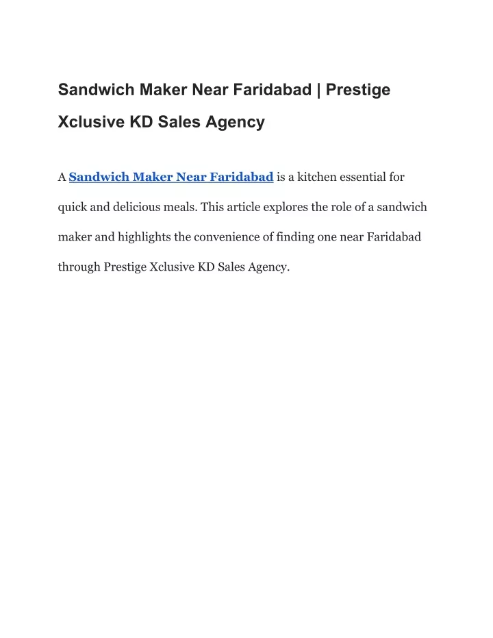 sandwich maker near faridabad prestige