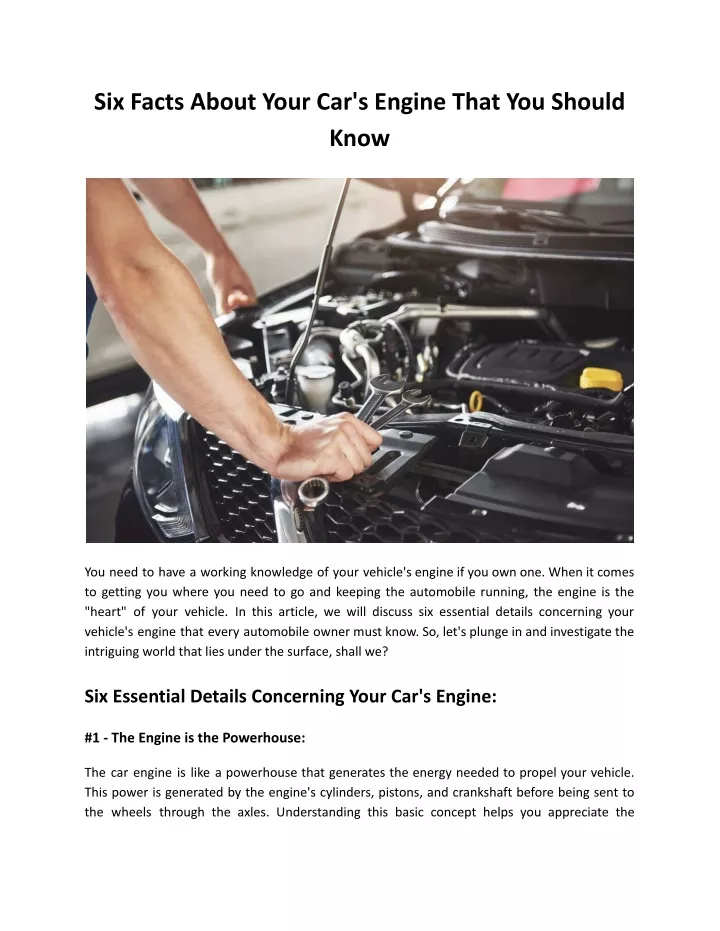 six facts about your car s engine that you should