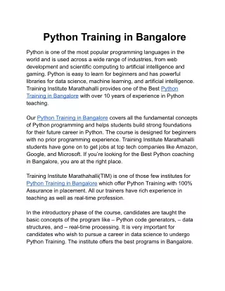 Python Training in Bangalore