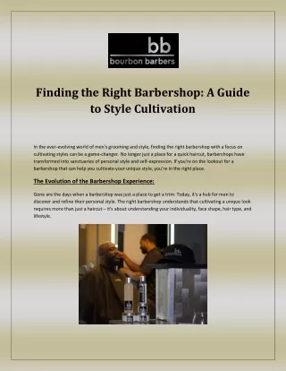 Finding the Right Barbershop A Guide to Style Cultivation