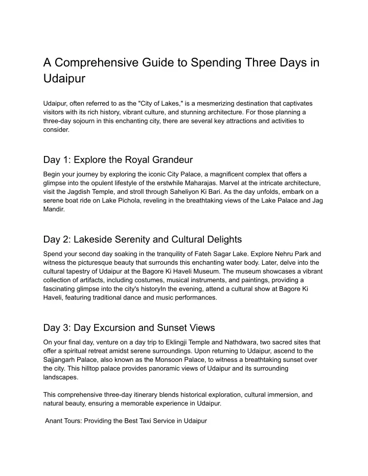 a comprehensive guide to spending three days