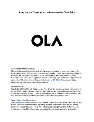 Analyzing the Trajectory and Influences on Ola Share Price