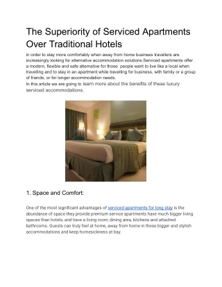 The Superiority of Serviced Apartments Over Traditional Hotels