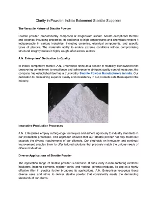 Clarity in Powder_ India's Esteemed Steatite Suppliers
