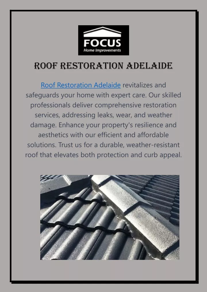 roof restoration adelaide