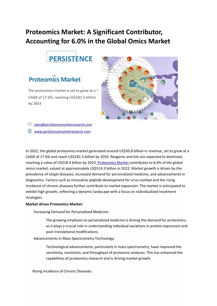 proteomics market a significant contributor
