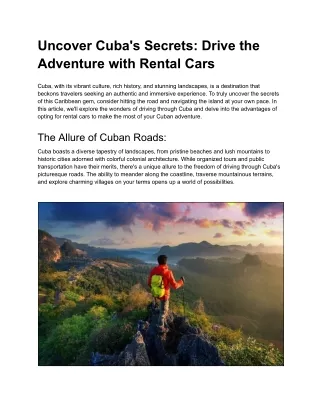 Uncover Cuba's Secrets_ Drive the Adventure with Rental Cars