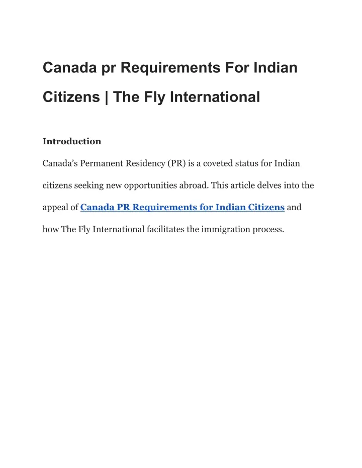 canada pr requirements for indian